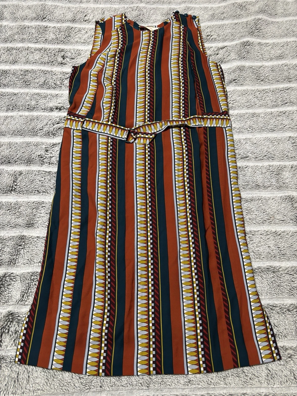 Abito midi in seta a righe Tory Burch nuovo con etichetta "Oceano Eden Julia". Taglia 8