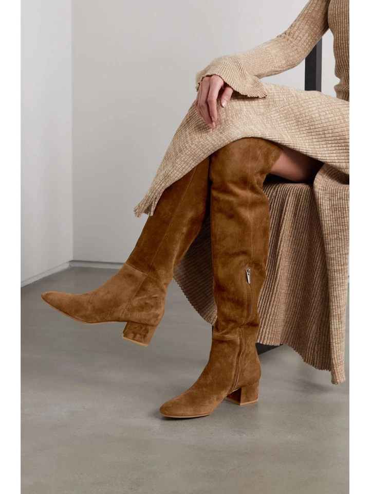 Preciosas botas Gianvito Rossi súper suaves de gamuza caramelo sobre la rodilla Foto 2 de 4