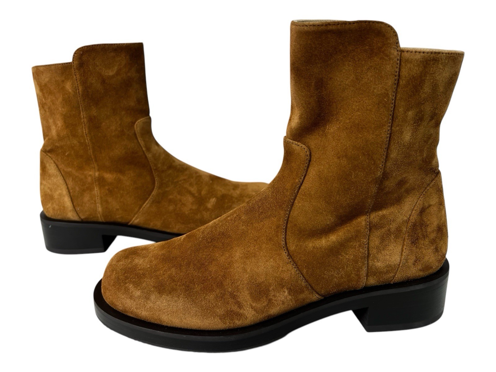 STUART WEITZMAN 5050 Bold Suede Zip Booties In Doe Tan $595 New Size 7
