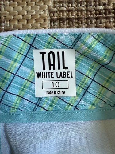 NEW Tail White Label Sz 10 Womens Resort Plaid Golf Shorts Teal Blue Yellow NWT - Picture 6 of 11