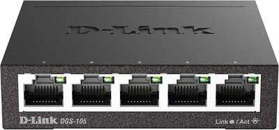 D-Link Ethernet Switch, 5 Port Gigabit Unmanaged Metal Desktop Plug and Black 