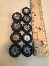 9 PRESS-ON ALUMINUM WHEELS  TIRES 4 DOUBLE SLOT CAR DIECAST MODEL BuzCo 10
