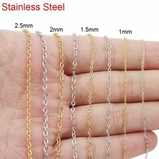 5meters Stainless Steel Link Chains Bulk Lot 1 1.5 2 2.5mm Gold Color Necklace C