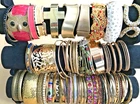 105+ Vintage Costume to Fashion Jewelry lot Bracelet Bangle Cuff ALL GOLD TONE
