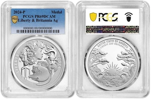 2024 P Silver Medal Liberty & Britannia PCGS PR69DCAM Gold Shield #1