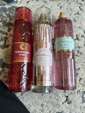 Bath  Body Works Lot Of 3 Fine Fragrance Body Mist Spray 8.4oz One Top Missing