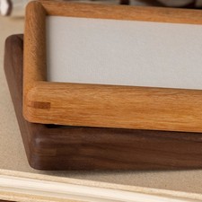 Cornice portafoto in legno massello colore noce con apertura 10x30 cm per esposi