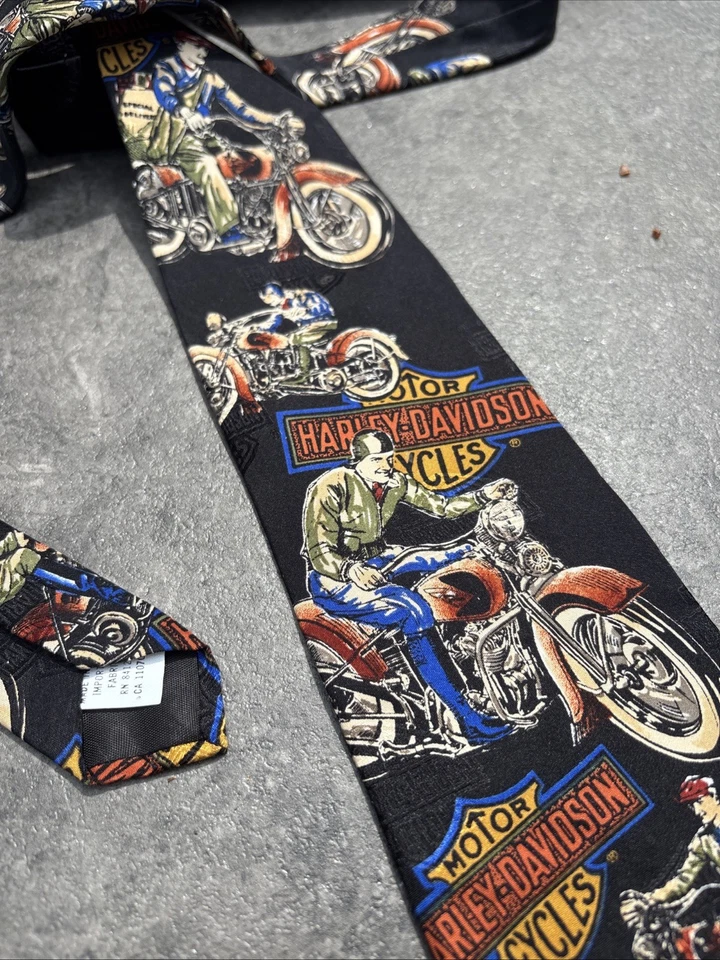 Corbata Harley Davidson Ralph Marlin Silk 1994 vintage hecha en EE. UU. Foto 4 de 4