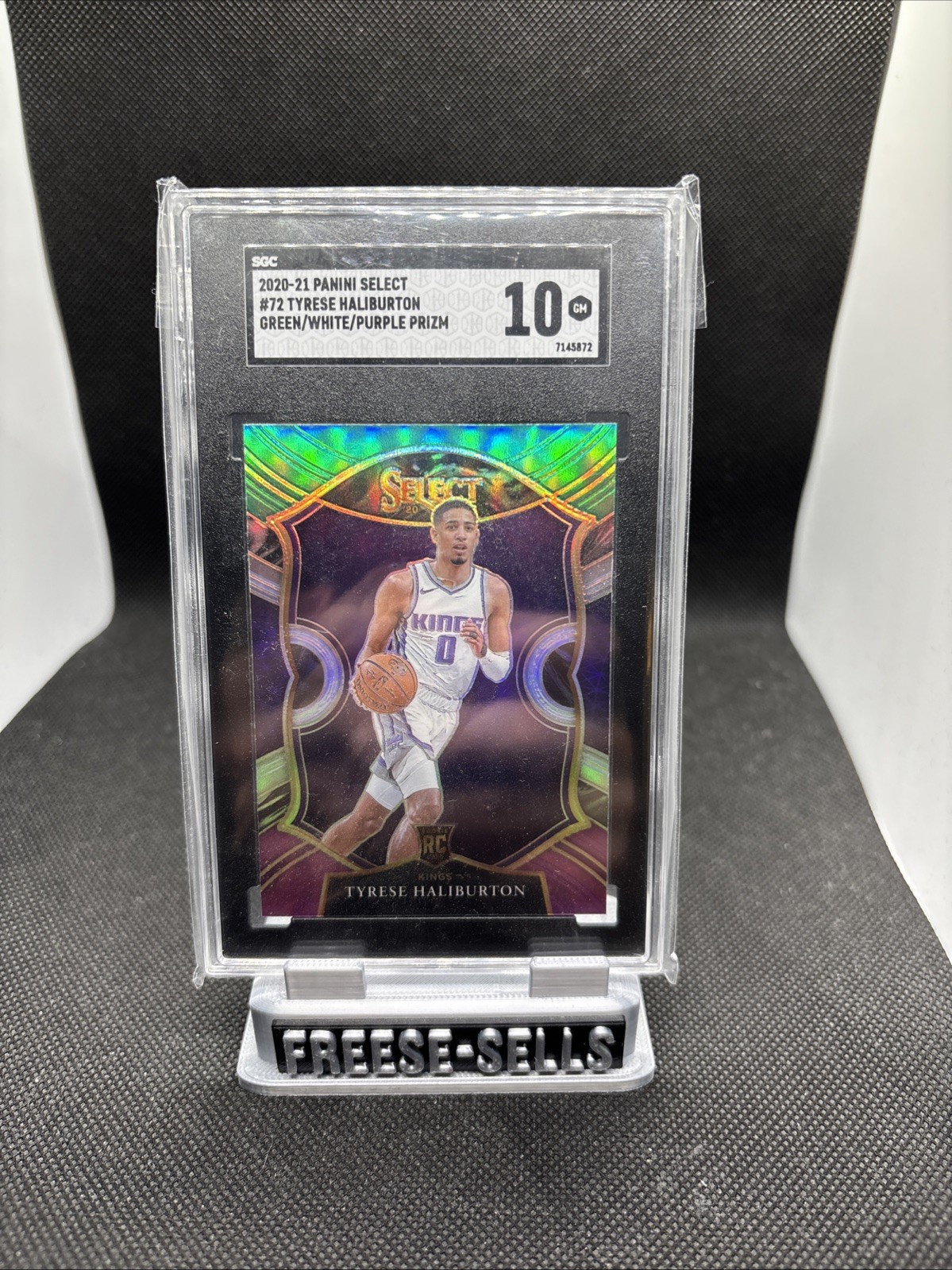 2020-21 Panini Select - Tyrese Haliburton #72 Green White Purple Prizm SGC 10
