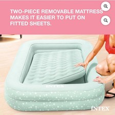 Intex Kids Travel Air Mattress Inflatable Bed with Raised Sides and Hand Pump -