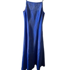 Gunne Sax Dress Womens 11 Blue Millennium 2000 Embroidered Formal Gown Y2K