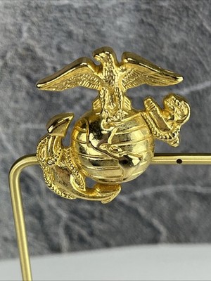 USMC Marine Corps Enlisted Dress Gold Service Hat Device Eagle, Globe, & Anchor