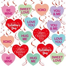 40 PCS Valentines Day Candy Heart Hanging Swirls Ceiling Decoration Supplies