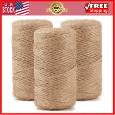 984 FT Natural Jute Twine, 3ply Thin Ribbon Hemp Twine for Gardening, 3 Roll