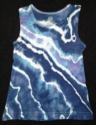 Blue & White Geode Ice Dye Tie Dye Toddler Boys Ribbed Tank Top ~ Sz 2T-3T