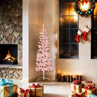 KüNstlicher Halb-Weihnachtsbaum Mit StäNder Schlank Rosa 150 Cm