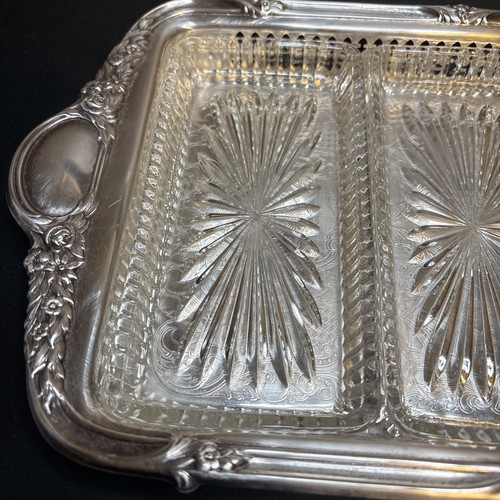 Hermoso Plato de Plata Sheridan Antiguo De Colección 3 Relish Plato Servidor Ornamentado - Imagen 4 de 12