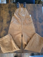 PRE OWNED Kids Youth Carhartt Loose Fit Canvas Insulated Bib Overall Tan...