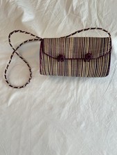 Vintage Raffia Straw Bag Purple Grass