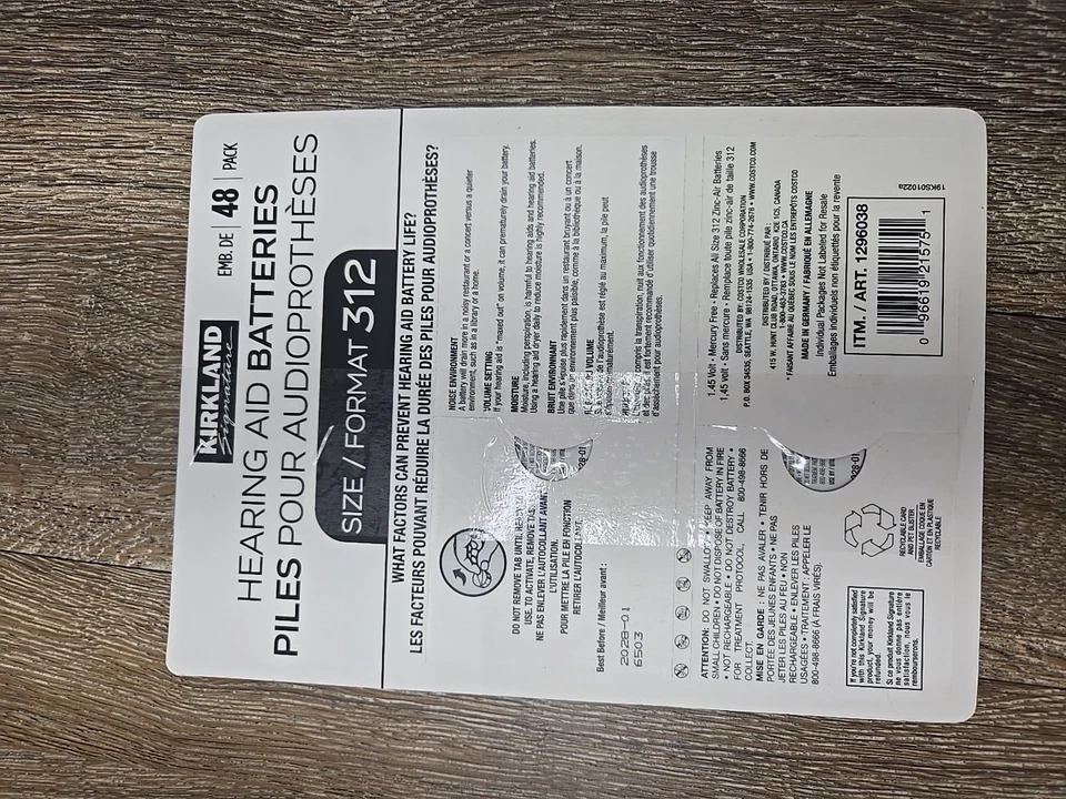 Kirkland Signature Hearing Aid Batteries Size Format 31 Size - 48 Pack Exp 2028 - Image 4 of 4