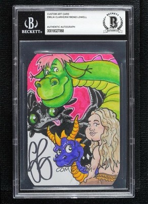 Emilia Clarke Game Of Thrones Spyro Original Art Sketch Card Signed Auto 1/1 BAS