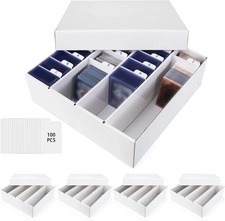 Trading Card Storage Box, 4 Row 3200 Count Collector Cards Box 5-Pack, Wihte