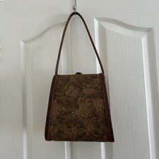 Vintage 1960s Hard Case Wooden Handbag Fabric Covering