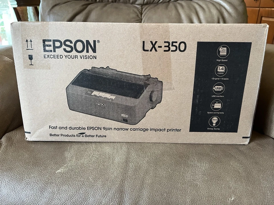 Epson 9pin Narrow Carriage Impact Printer LX-350 New In Open Box - Image 2 of 4