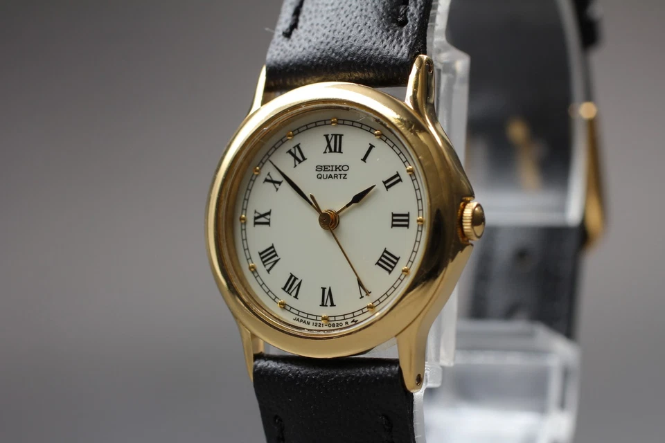 Vintage 1986 Exc+5 Seiko Socie 1221-0110 Roman SGP Gold Qz Womens Watch JAPAN - Image 4 of 4