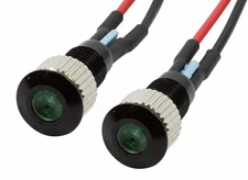 PLB8C 12V 8mm 5/16" LED Indicator Pilot Dash Light - Black Bezel (Pack of 2)