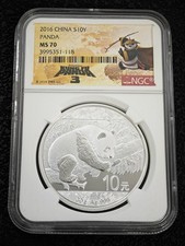2016 China S10Y Panda NGC MS 70 Silver Coin UNC