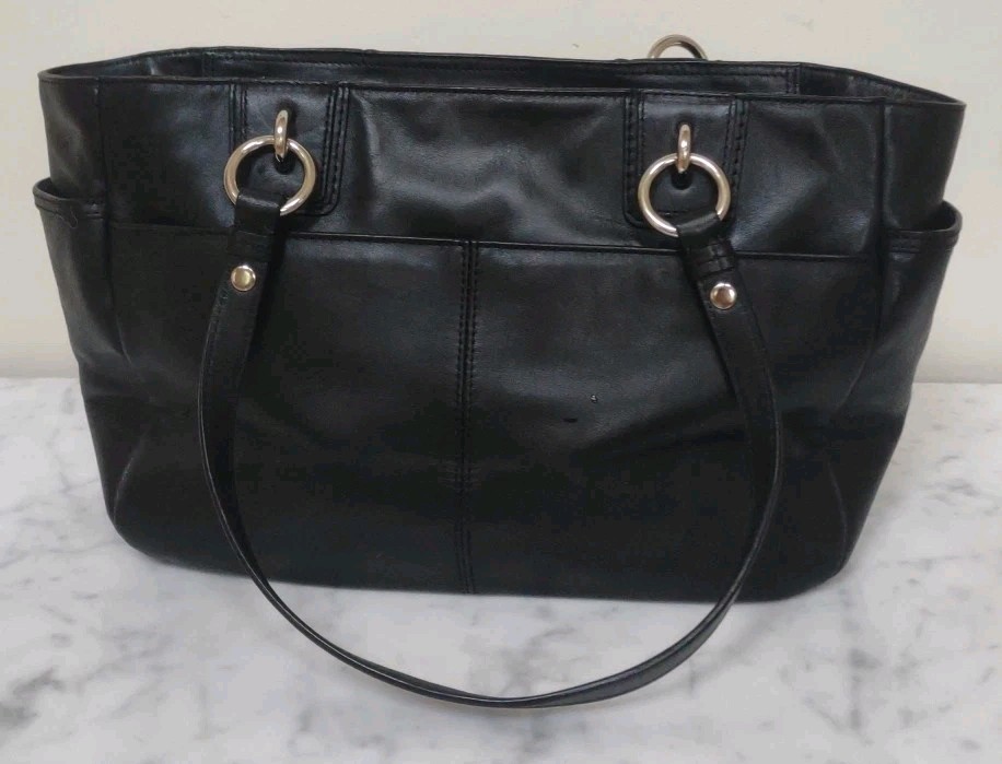 rough style bag／black leather Cuadra Womens Black Genuine Exotic Leather Chain Strap Bag
