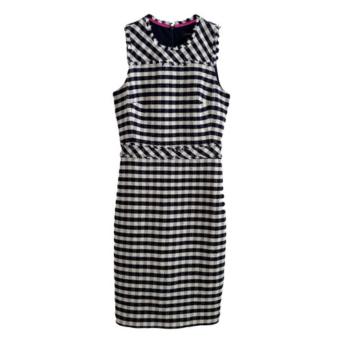 J. Crew Tweed Gingham Sheath Dress Sz 4 Tall - Picture 3 of 9