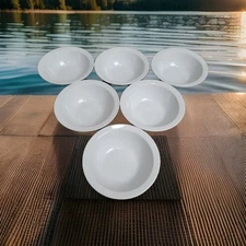 Vertex China White Bowls 6.25" Vitrified Porcelain with Flat Rolled Rim Set of 6