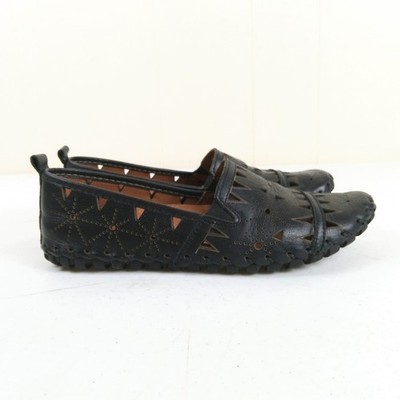Spring Step Fusaro Black Leather Flats Loafers Women's Size 37 US 7 Slip On 