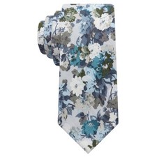 Ties for Men, Sage Green Cotton Floral Tie 2.76" Flower L: Navy  Blue  Grey