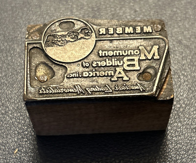 Member monument builders of America | vintage letterpress  block - Mt. Rushmore