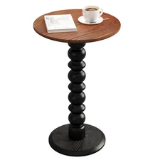Solid Wood Round Side Table, Small Drink Table,Cocktail Table, Wooden Pedesta...
