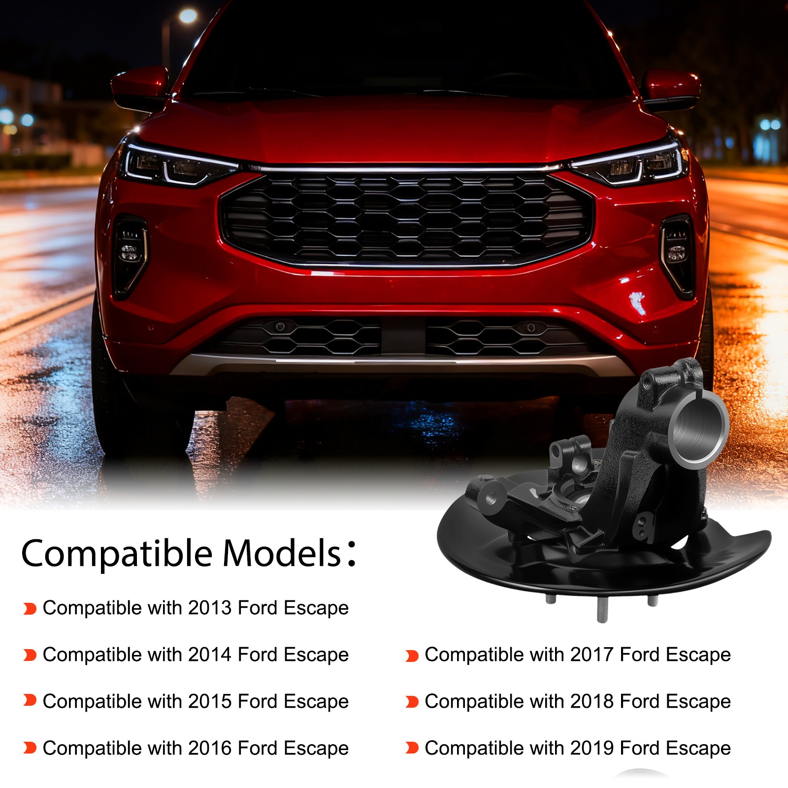 Pair Front Steering Knuckle & Wheel Bearing Hub Assemblies for Ford Escape 13-19