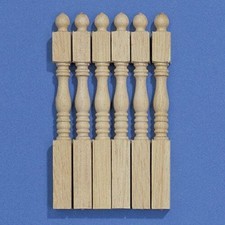 6 Treppenpfosten, natur, Holz, Puppenhaus Puppenstube 1:12