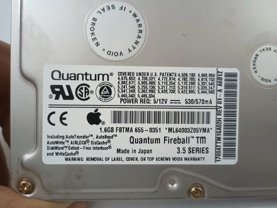 Vintage apple Hard drive 1.6GB Quantum Fireball 3.5 series TM17A012 Macintosh - Image 2 of 4