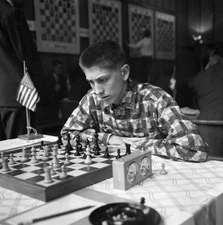 Chess Tournament Zurich 1959 Sixteen year old Bobby Fischer Chess - Old Photo