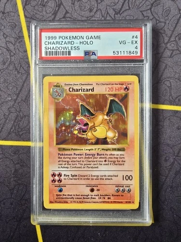 Charizard PSA 4 - 004/102 - Shadowless Holo - Base Set WOTC Vintage - Pokemon