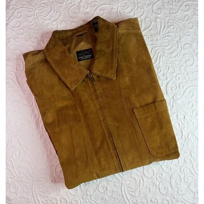 Vtg Greg Norman Collection Full Zip Camel Suede Leather Barn Coat Jacket Men XL