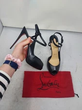 Christian Louboutin EU 40 US 10 NEW Black Jenlove Alta Peep Toe Sandal Heel Shoe