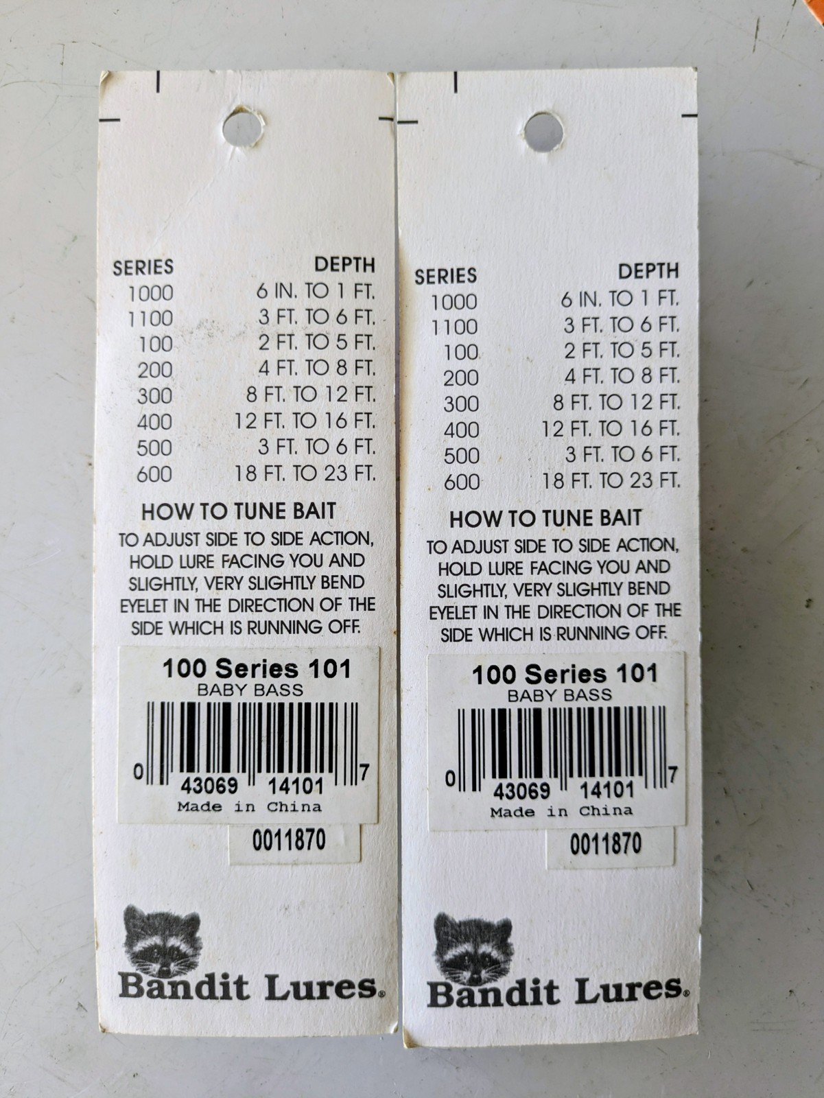 Bandit Lures 100 Series 101 Baby Bass Lot Of 2 NEW