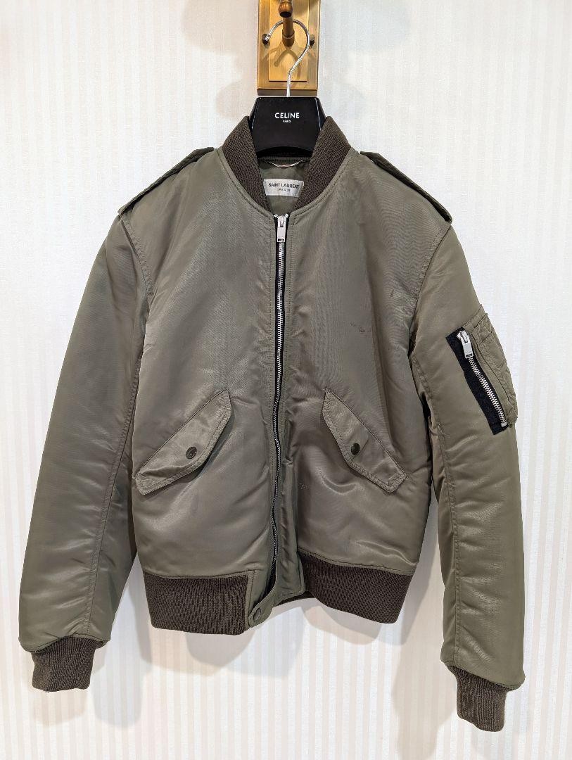 Giacca Blouson Saint Laurent Paris Hedi Slimane MA 1 Taglia M Cachi Made in Italy