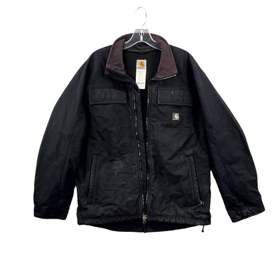 Carhartt Soft Shell Jacket Mens Medium Black Rugged Workwear Outdoor *Broken Zip