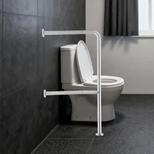 Toilet Grab Bar Wall to Floor Mount Handicap Safety Grabbing Rails for Bathroom