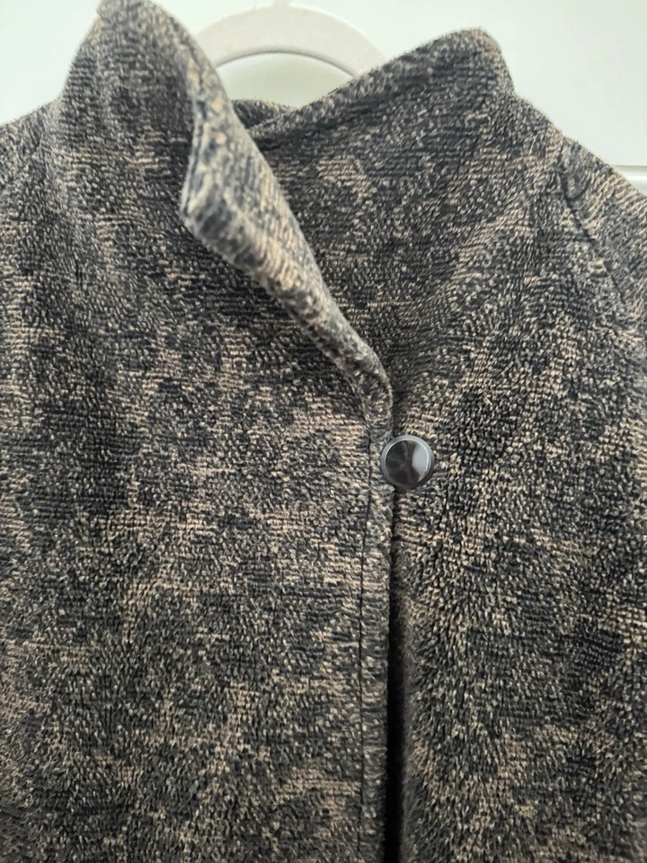 Simon Chang 女式长外套羊毛混纺棕色提花 L/XL 加拿大制造 — 第 4/4 张图片